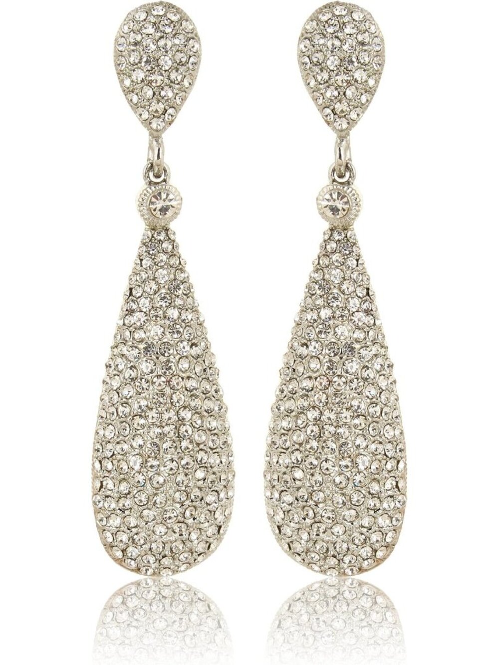 Moonstruck Women's Silver Champagne Diamond Golden Dangle Drop Earrings